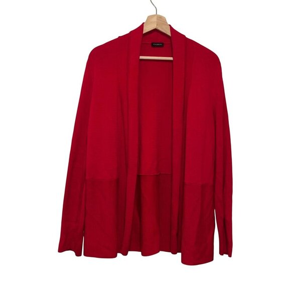 Talbots Red Open Front Cotton Blend Cardigan Sweater Women's Size Large - Picture 1 of 9